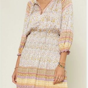 Current Air Floral Dress with Pink and Yellow Accents